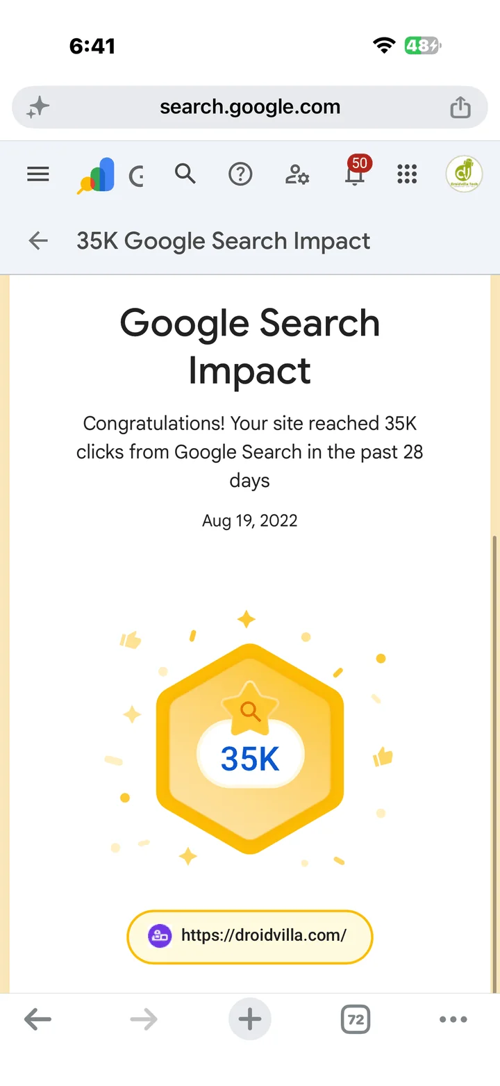 35K Google Search clicks in 28 days, Google Search Console, 28 days to 19 Aug 2022
